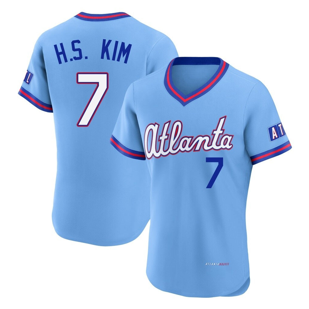 A.Braves #7 Ha-Seong Kim Player Powder Blue 2026 City Connect T-shirt Limited Elite Home Game Gdoa Stitched Jerseys