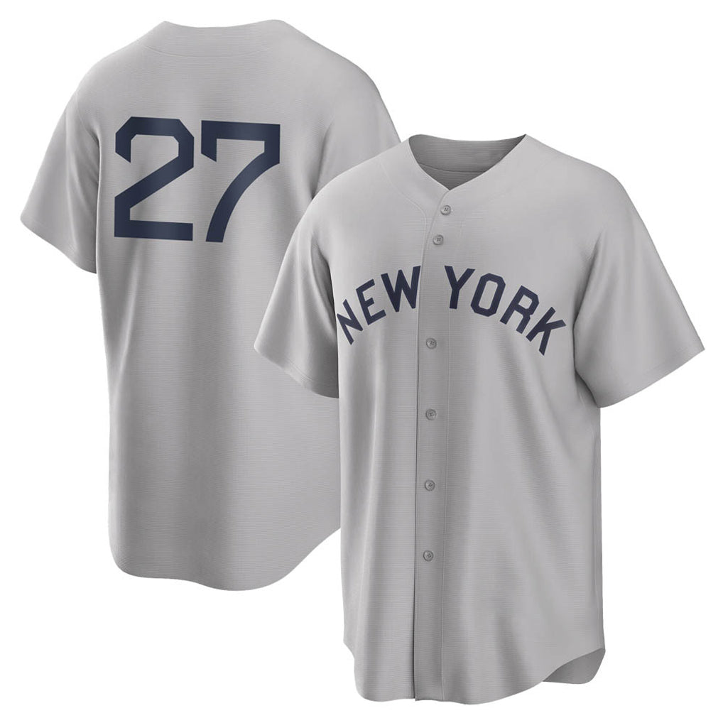 NY.Yankees #27 Giancarlo Stanton Player Gray Field of Dreams Game Stitched Jerseys