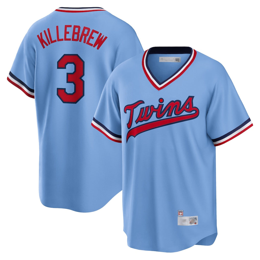 M.Twins #3 Harmon Killebrew Player Light Blue Road Cooperstown CollectionKillebrew T-shirt Gdoa Stitched Jerseys
