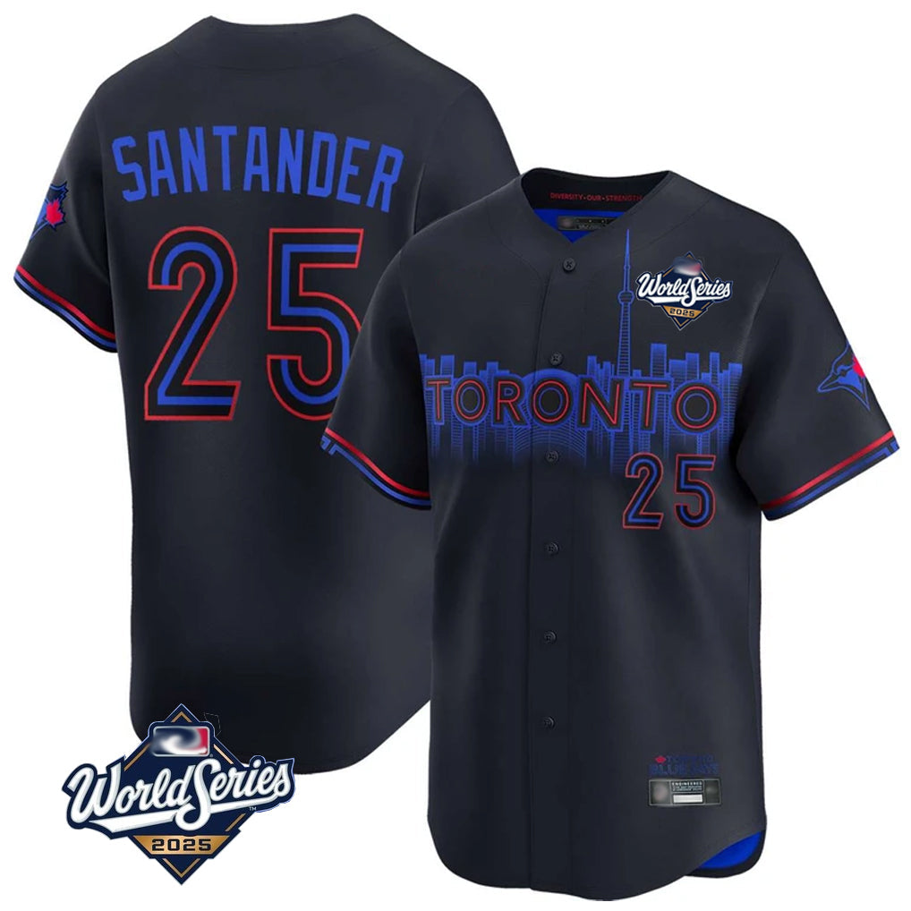 T.Blue Jays #25 Anthony Santander Player Black&Blue 2025 World Series City Connect Limited Gdoa Stitched Jerseys