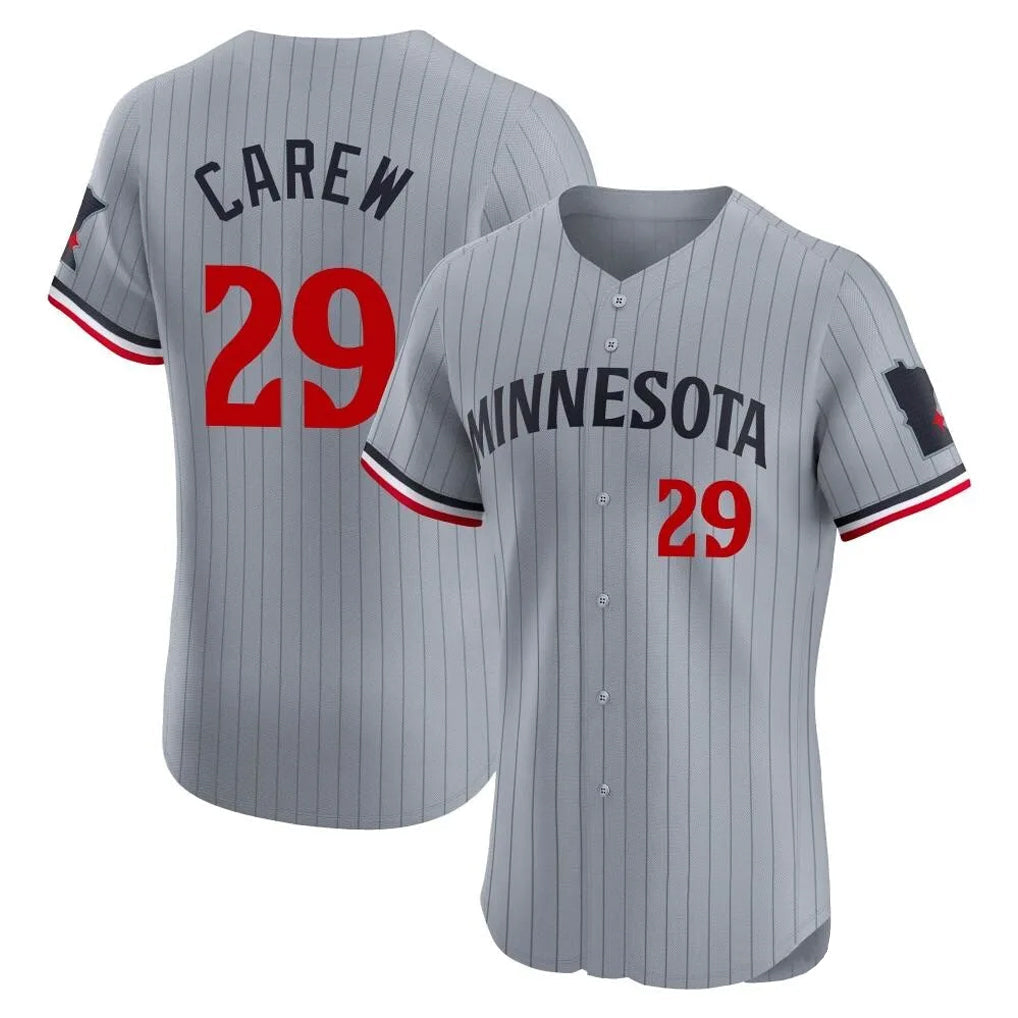 M.Twins #29 Rod Carew Player Gray Home Limited Elite Gdoa Stitched Jerseys