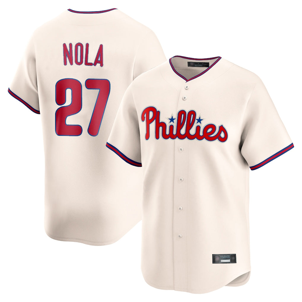 P.Phillies #27 Aaron Nola Player Cream Home Limited Gdoa Stitched Jerseys