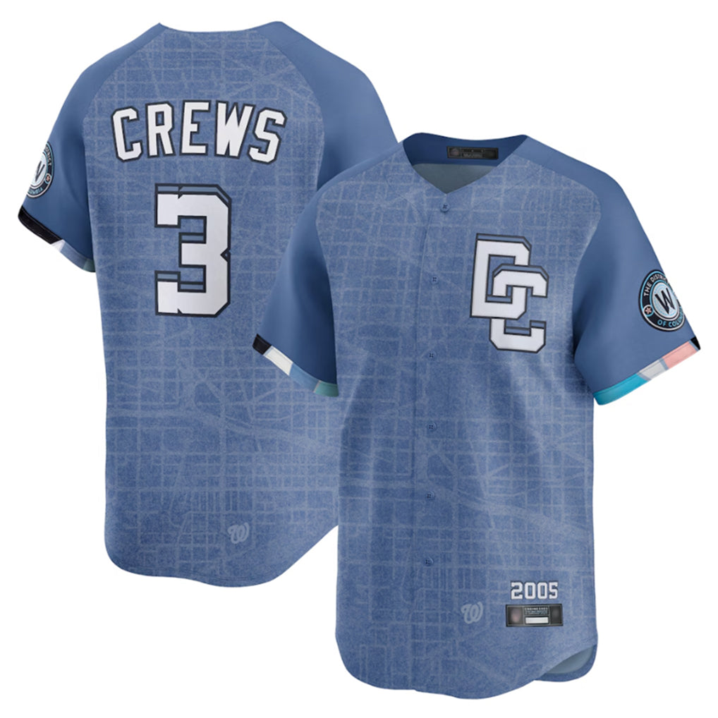 W.Nationals #3 Dylan Crews player Blue Limited City Connect Stitched Jerseys