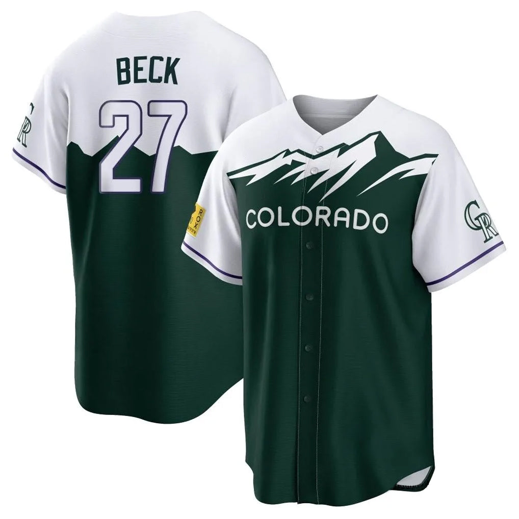 C.Rockies #27 Jordan Beck Player Green City Connect Home Game Gdoa Stitched Jerseys