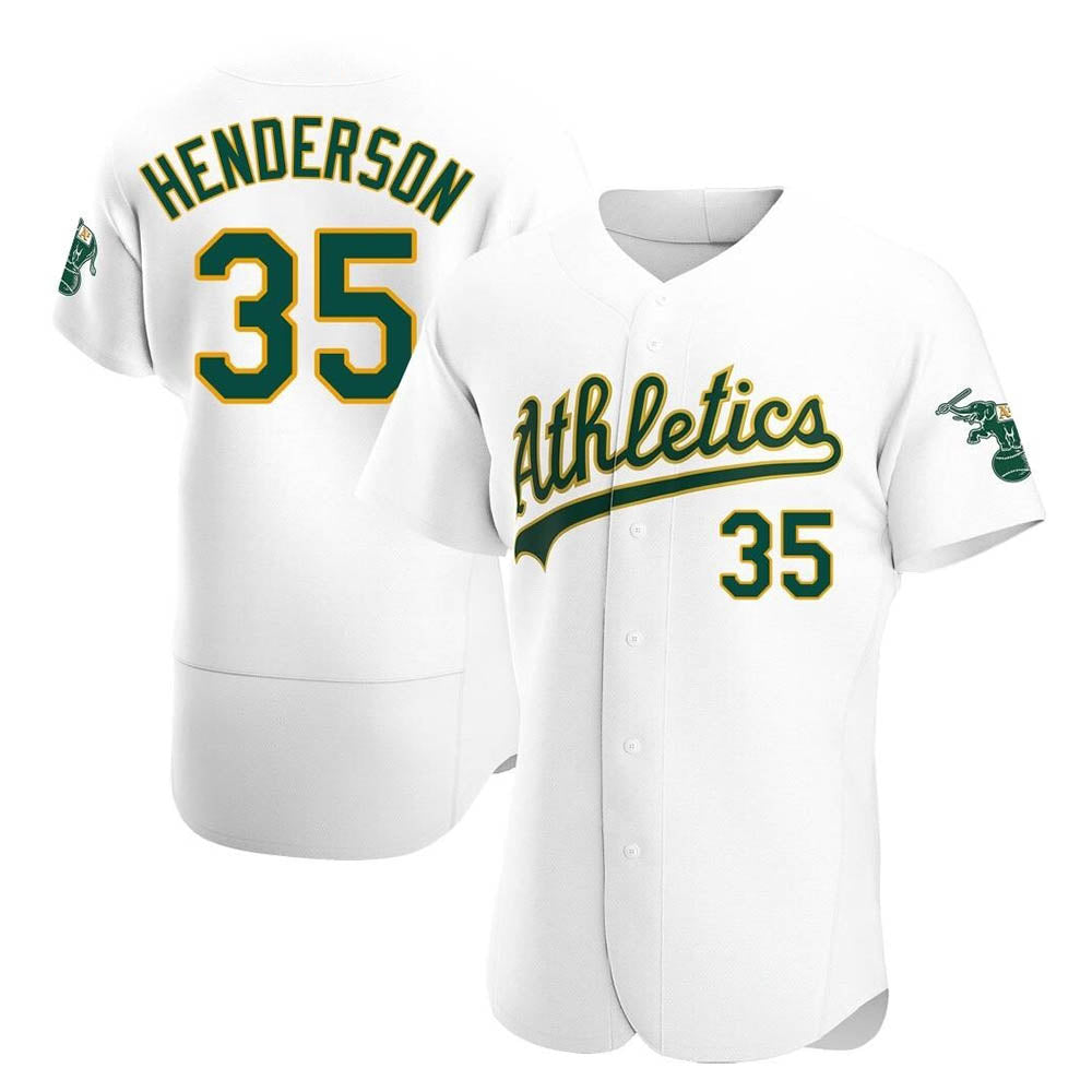 Athletics #35 Rickey Henderson Player White Authentic Home Stitched Jersey