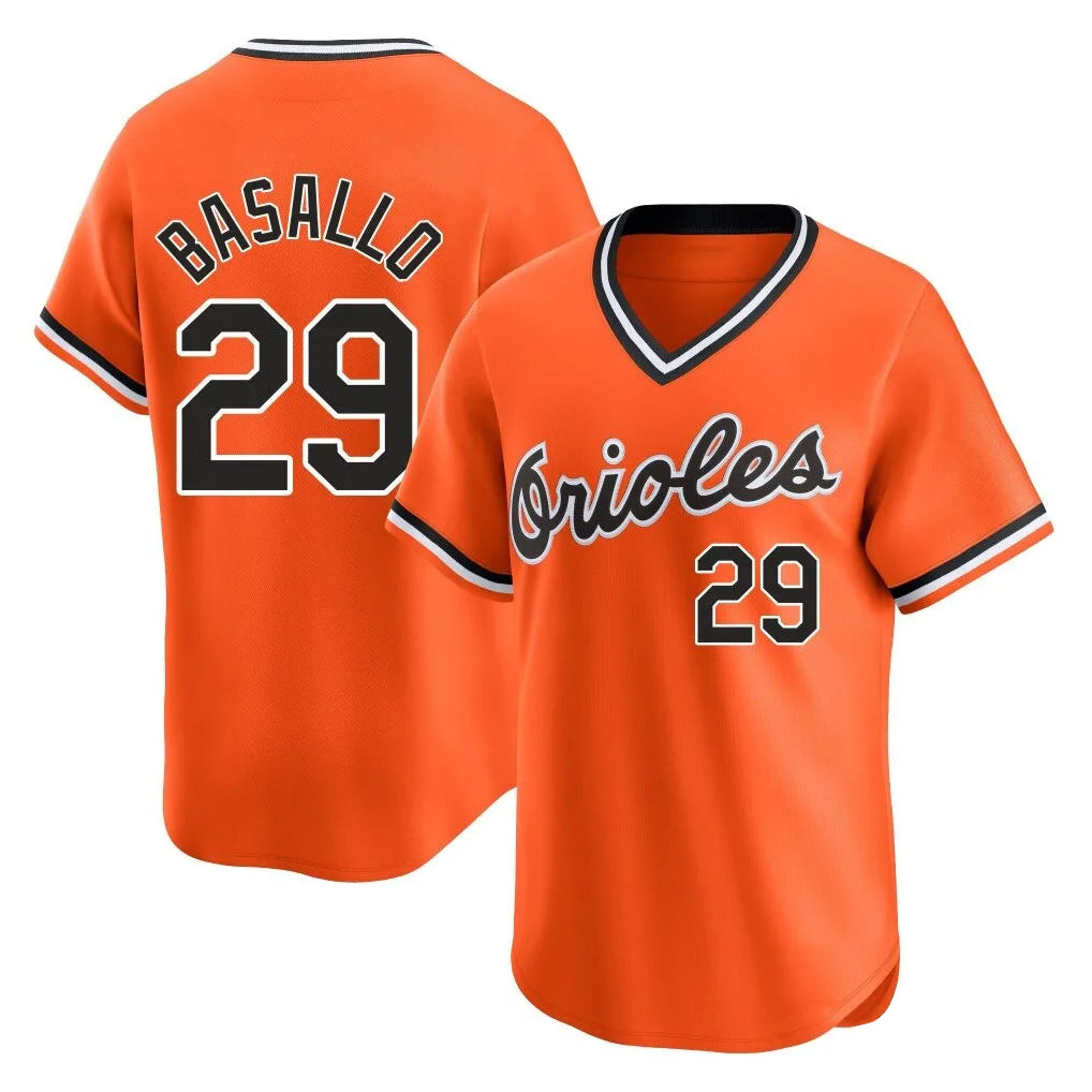B.Orioles #29 Samuel Basallo Player Orange T-shirt Limited Home Game Gdoa Stitched Jerseys