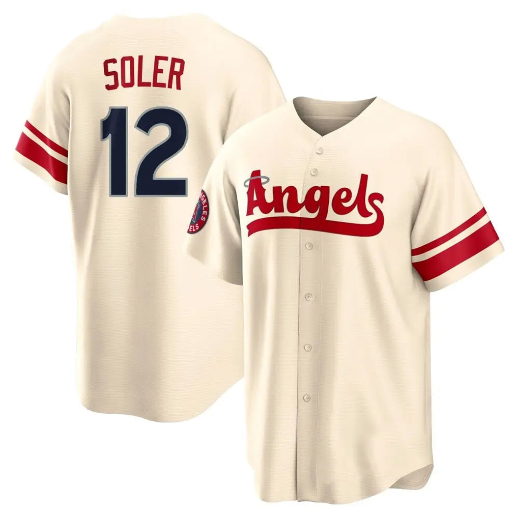 LA.Angels #12 Jorge Soler Player Cream City Connect Home Gdoa Stitched Jerseys