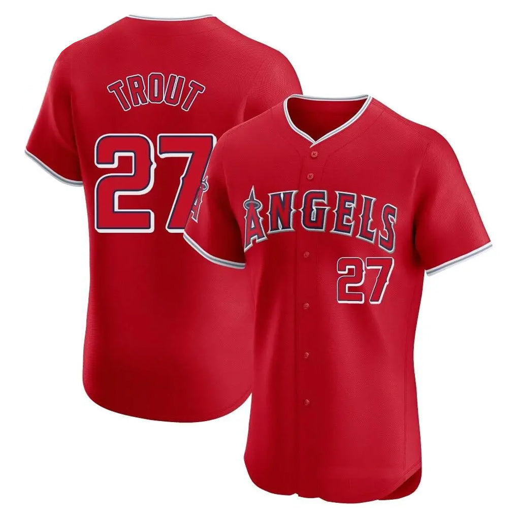 LA.Angels #27 Mike Trout Player Red Home Limited Elite Gdoa Stitched Jerseys