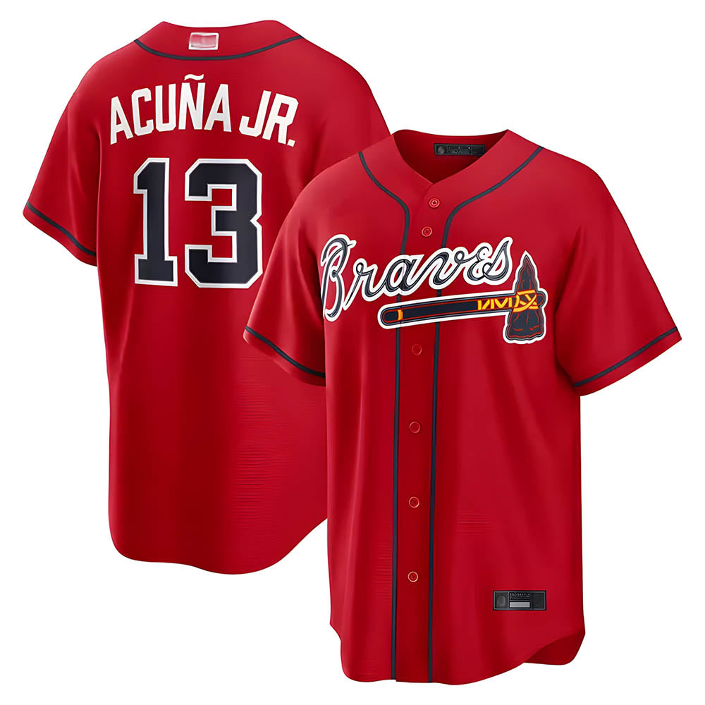 A.Braves #13 Ronald Acun?a Jr. Player Red Limited Stitched Jerseys