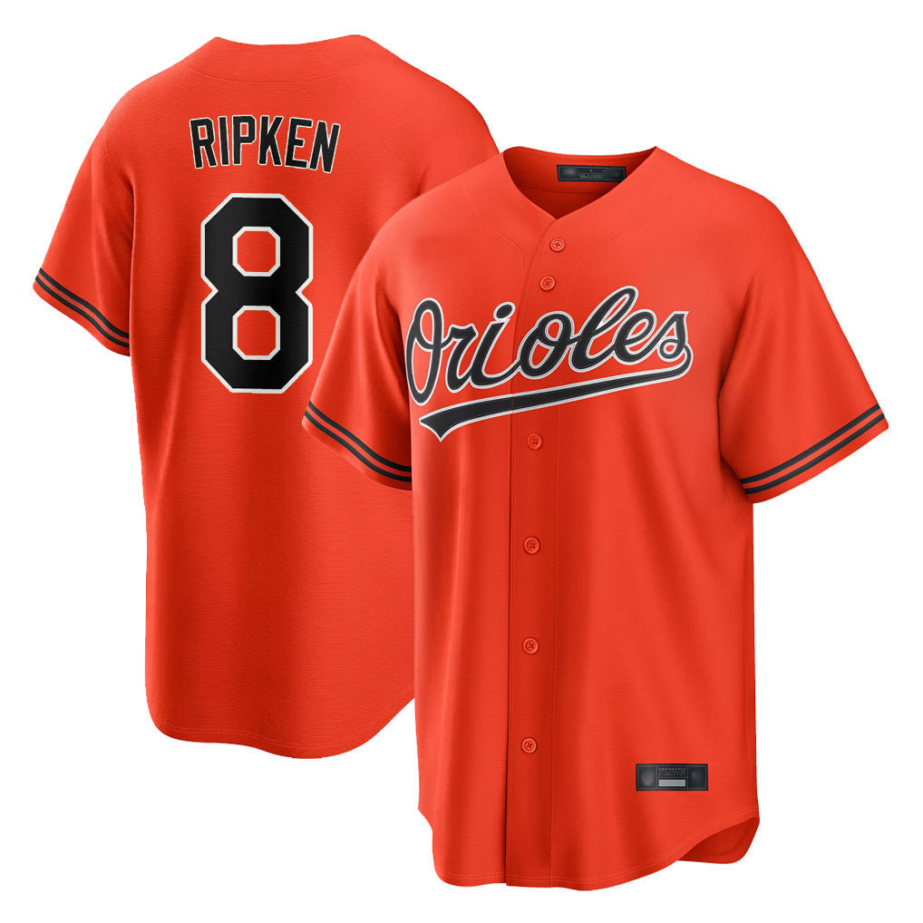 B.Orioles #8 Cal Ripken Player Orange Home Game Gdoa Stitched Jerseys