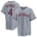NY.Mets #4 Francisco Alvarez Player Gray Road Home Game Stitched Jerseys