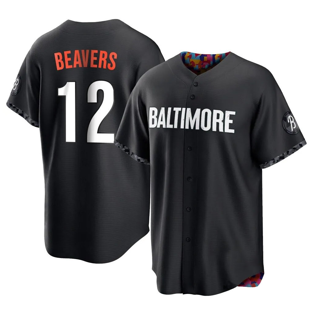 B.Orioles #12 Dylan Beavers Player Black City Connect Home Game Gdoa Stitched Jerseys