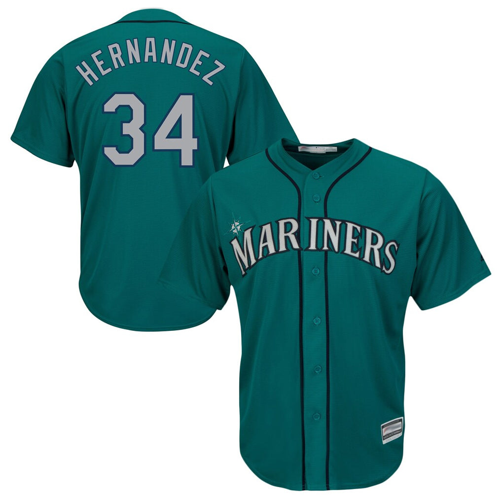S.Mariners #34 Felix Hernandez Player Teal Majestic Cool Base Limited Gdoa Stitched Jerseys