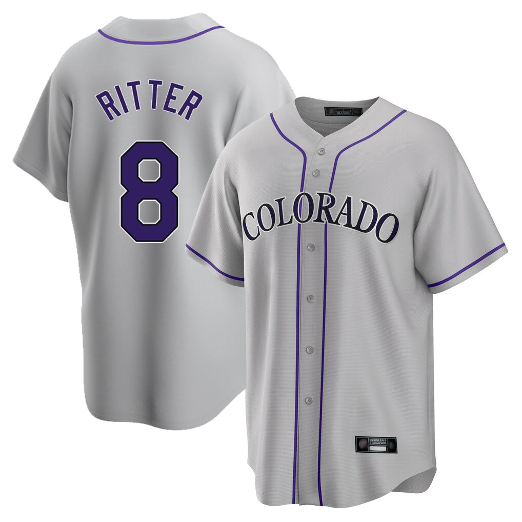 C.Rockies #8 Ryan Ritter Player Gray Game Home Gdoa Stitched Jerseys
