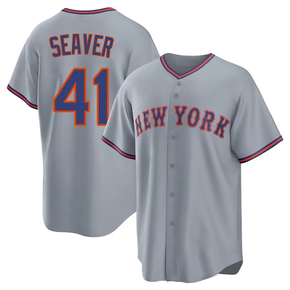 NY.Mets #41 Tom Seaver Player Gray Road Home Game Gdoa Stitched Jerseys
