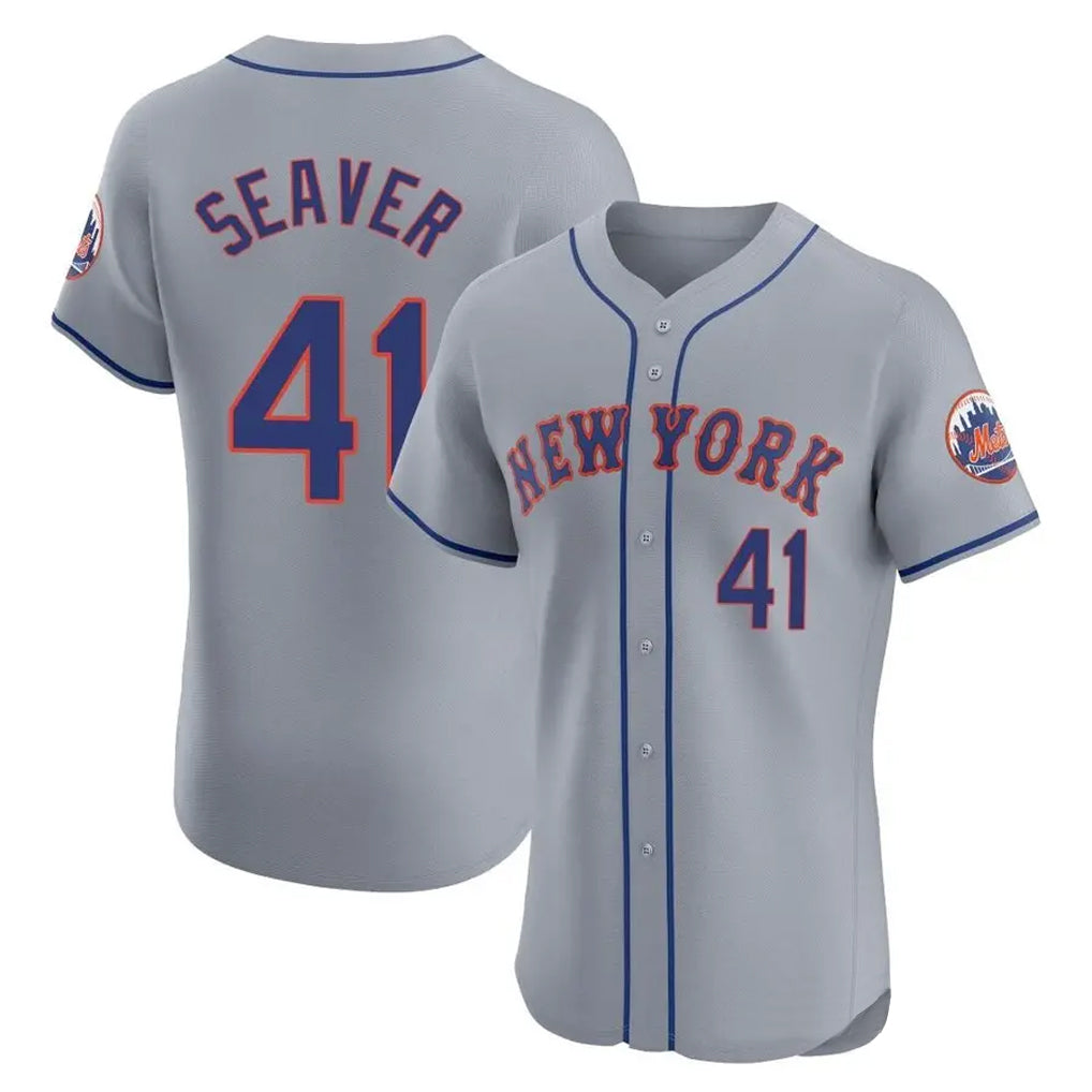 NY.Mets #41 Tom Seaver Player Gray Road Limited Elite Home Stitched Jerseys