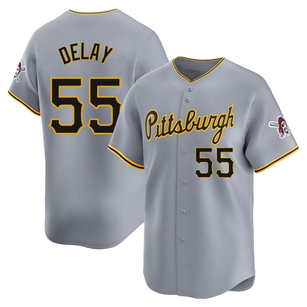 P.Pirates #55 Jason Delay Player Gray Road Home Limited Stitched Jerseys