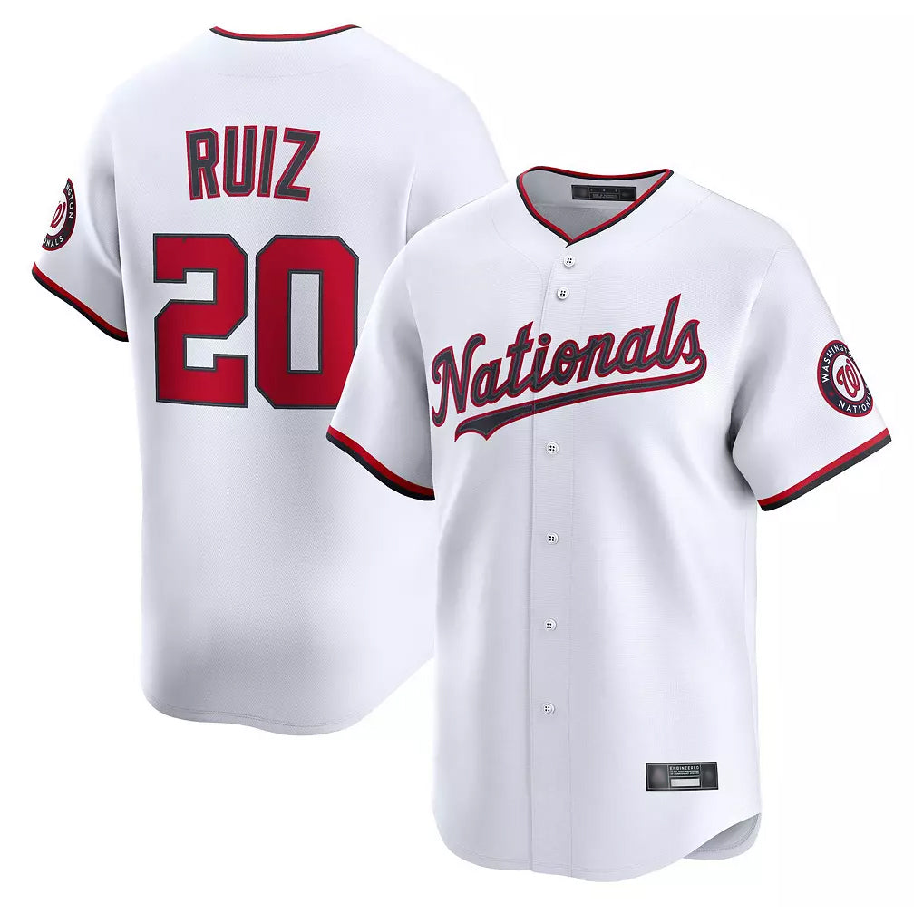 W.Nationals #20 Keibert Ruiz Player White Home Alternate Limited Replica Gdoa Stitched Jerseys