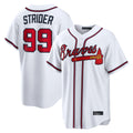 A.Braves #99 Spencer Strider Player White Home Game Gdoa Stitched Jerseys