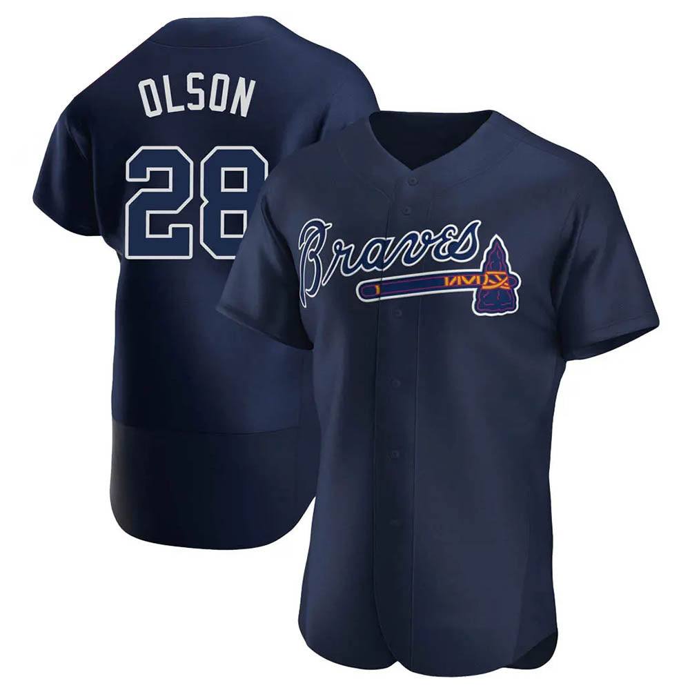 A.Braves #28 Matt Olson player Navy Authentic Alternate Team Stitched Jerseys