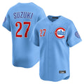 C.Cubs #27 Seiya Suzuki Player Light Blue Limited Home Gdoa Stitched Jerseys