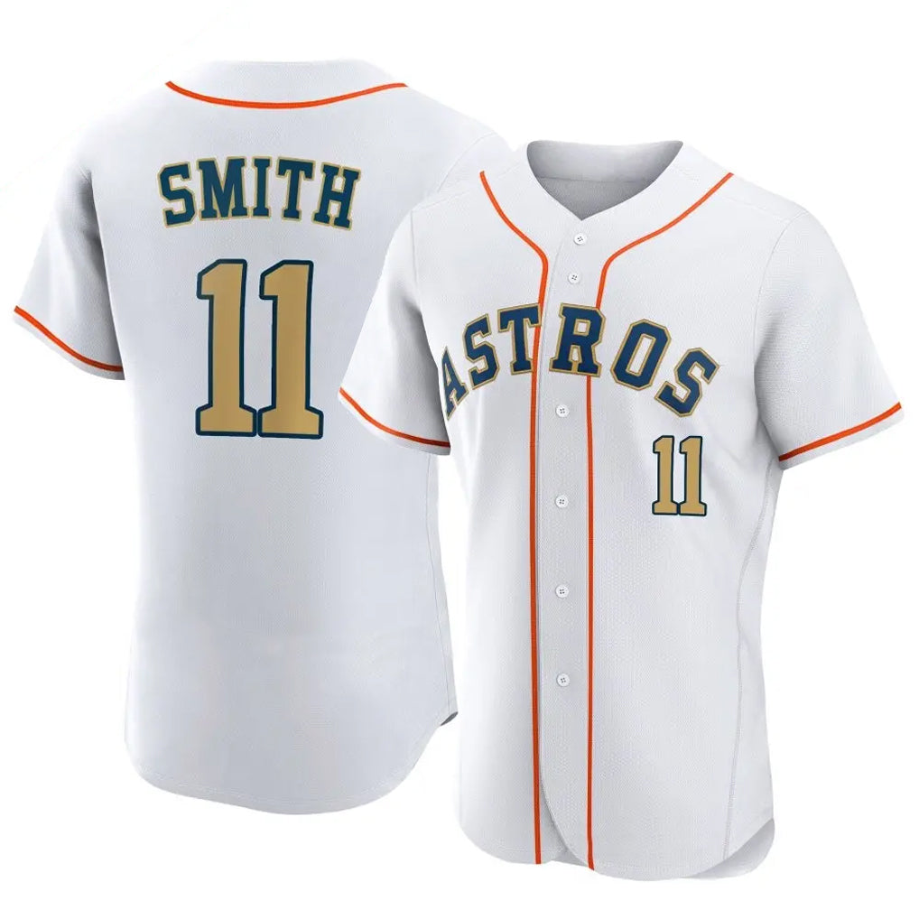H.Astros #11 Cam Smith Player Gold Collection Limited Elite Home Gdoa Stitched Jerseys