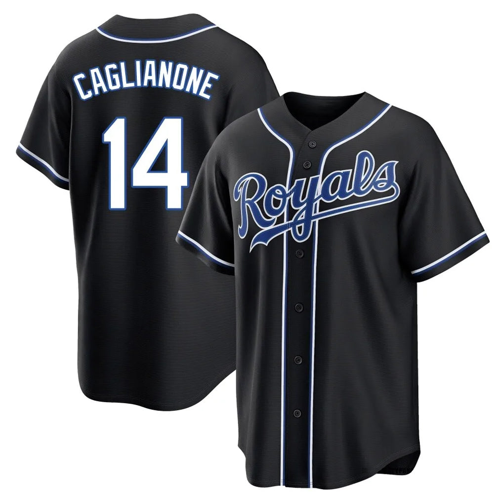 KC.Royals #14 Jac Caglianone Player Black Carbon Fashion Home Game Gdoa Stitched Jerseys