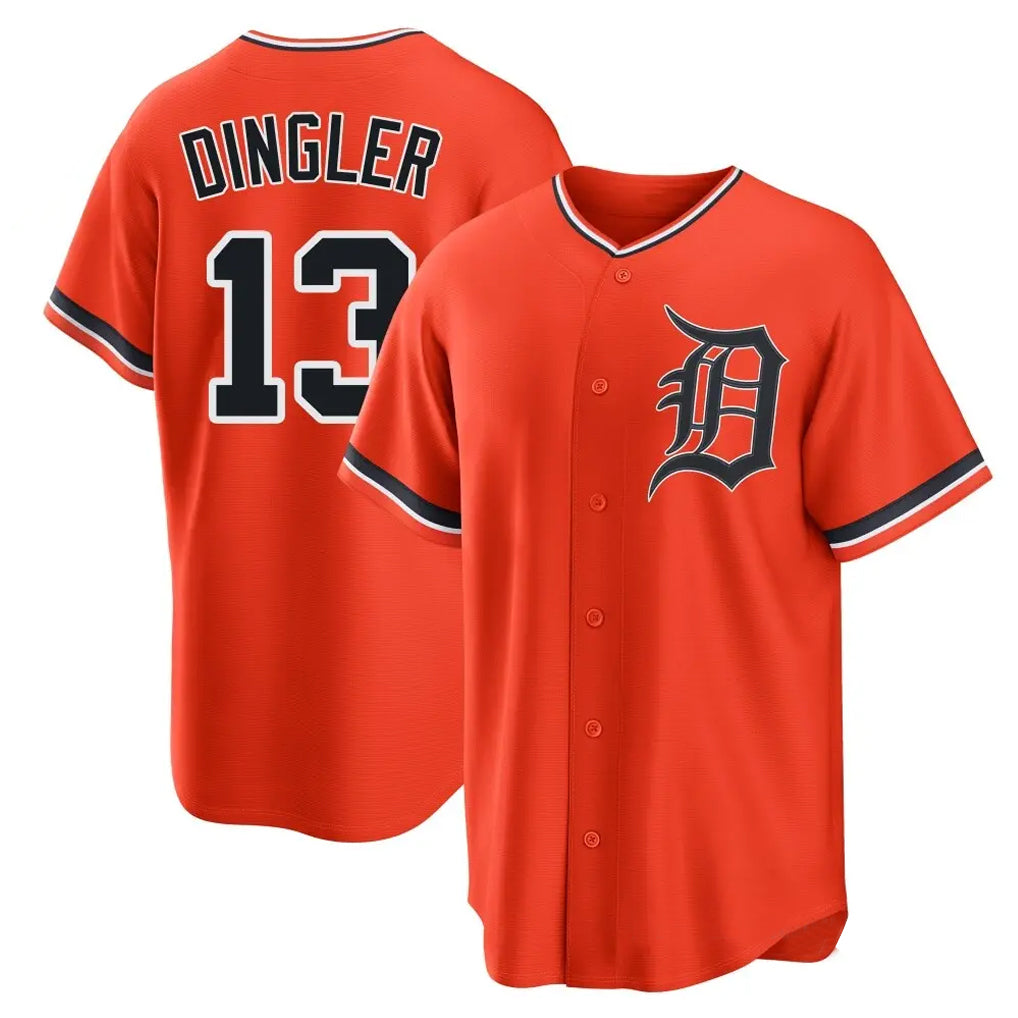 D.Tigers #13 Dillon Dingler Player Orange Home Game Gdoa Stitched Jerseys