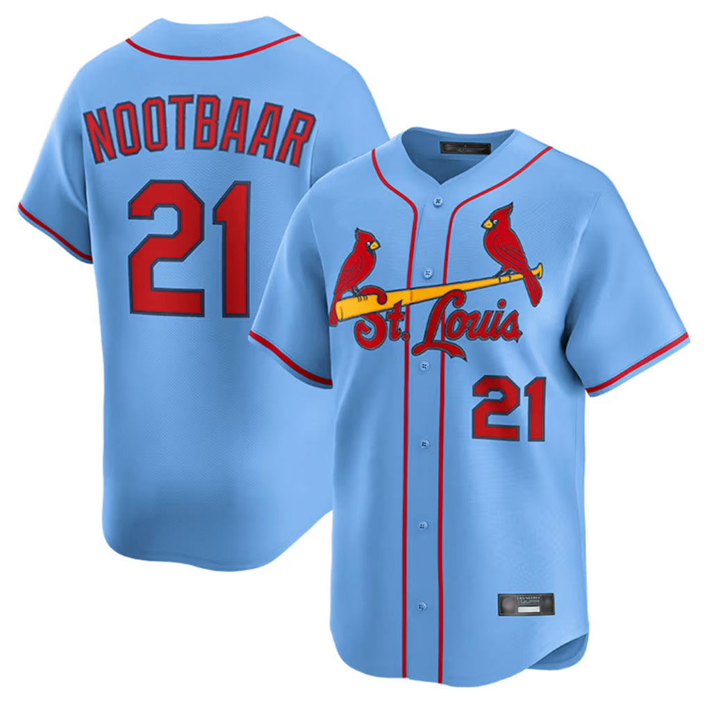 St. Louis Cardinals #21 Lars Nootbaar Player Light Blue Home Limited Stitched Jerseys