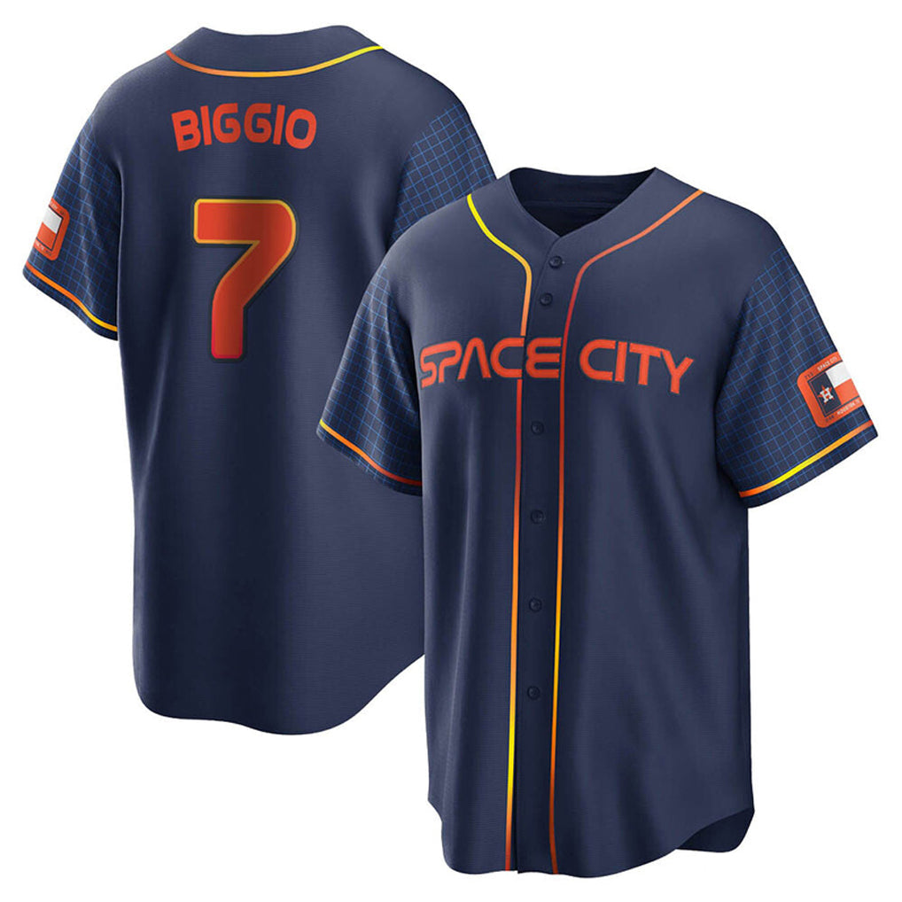 H.Astros #7 Craig Biggio Player Navy City Connect Home Game Gdoa Stitched Jerseys