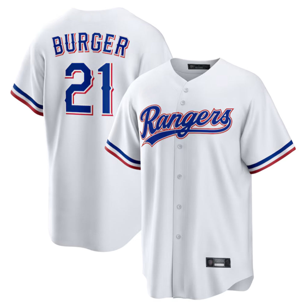 T.Rangers #21 Jake Burger Player White Home Limited Stitched Jerseys
