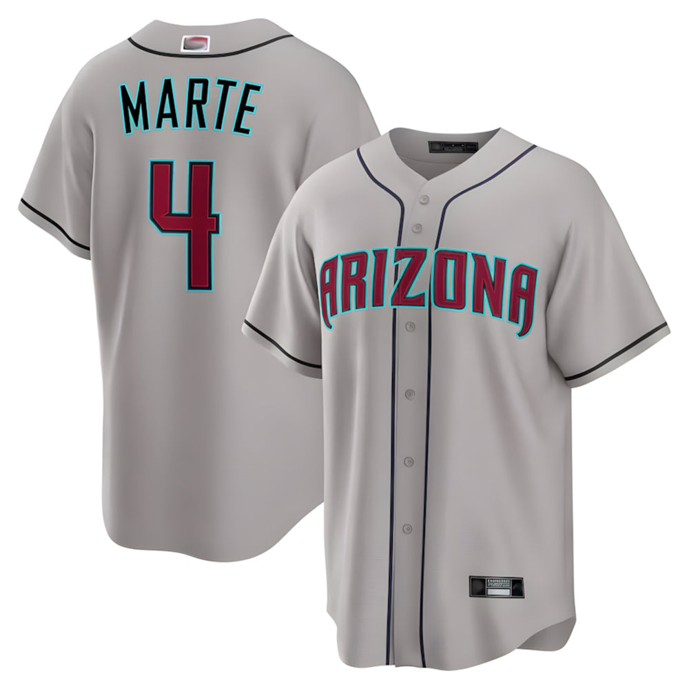 A.Diamondbacks #4 Ketel Marte Player Gray Home Game Stitched Jerseys
