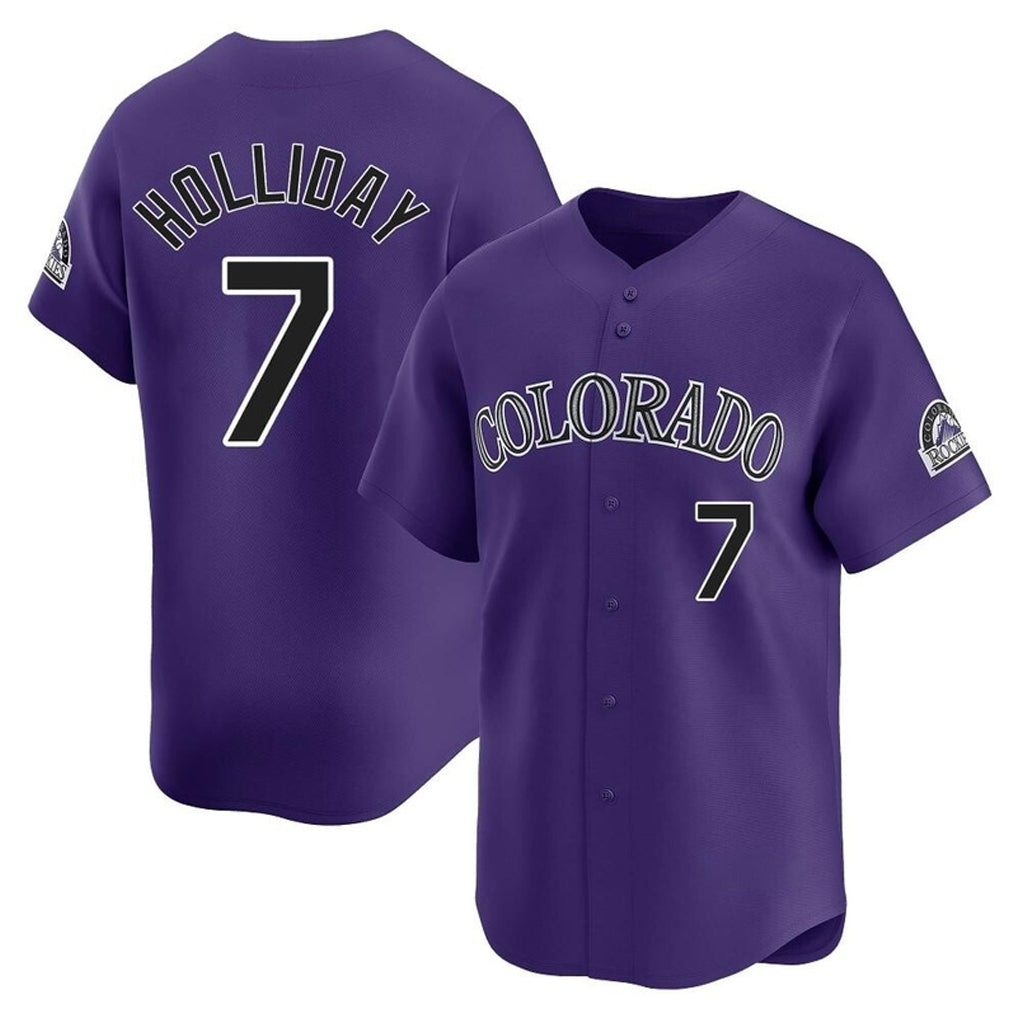 C.Rockies #7 Matt Holliday Player Purple Limited Home Gdoa Stitched Jerseys