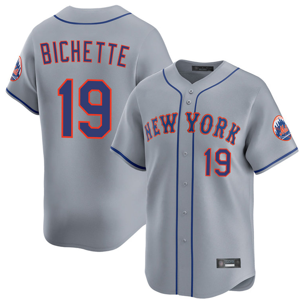 NY.Mets #19 Bo Bichette Player Gray Road Limited Home Stitched Jerseys