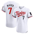 M.Twins #7 Joe Mauer Player White Home Limited Elite Gdoa Stitched Jerseys