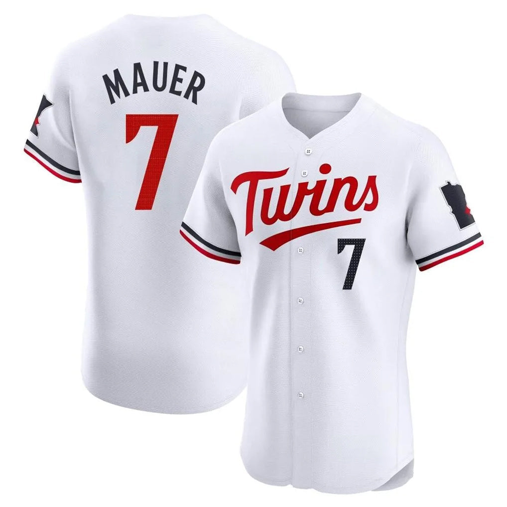 M.Twins #7 Joe Mauer Player White Home Limited Elite Gdoa Stitched Jerseys
