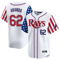 T.Bay Rays #62 Jonathan Aranda Player White 2025 Independence Day Vapor Premier Limited Stitched Jerseys