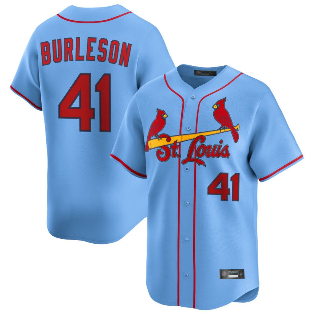 St. Louis Cardinals #41 Alec Burlesona Player Light Blue Home Limited Gdoa Stitched Jerseys