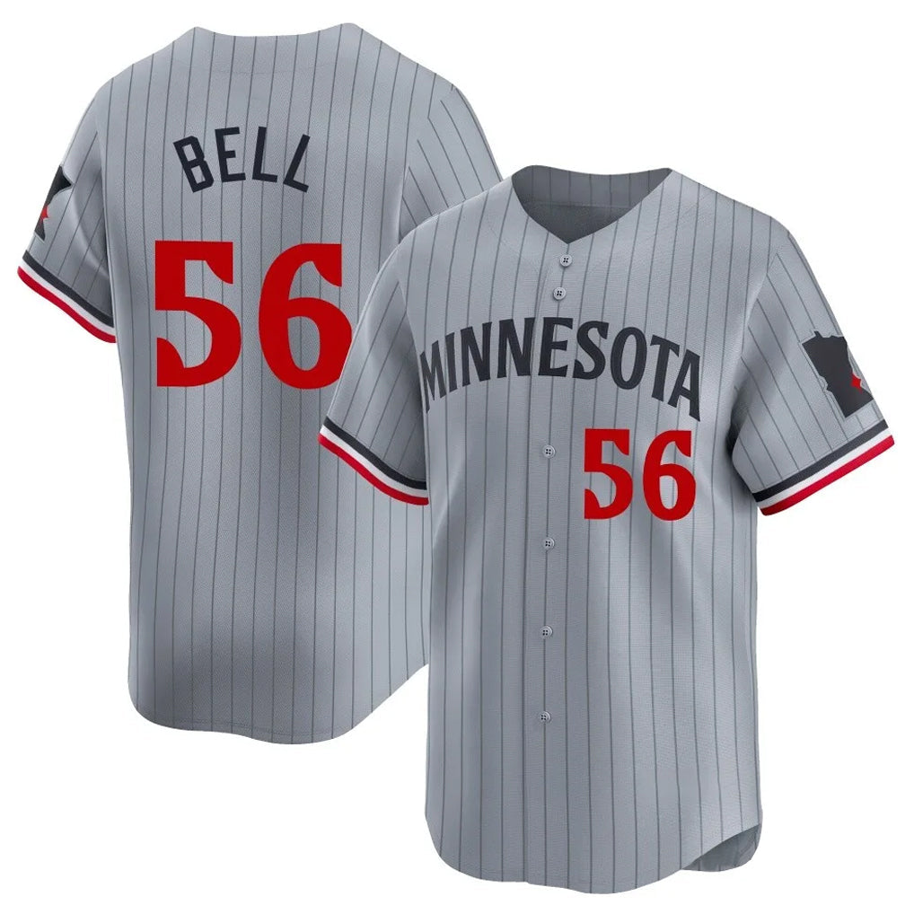 M.Twins #56 Josh Bell Player Gray Home Limited Gdoa Stitched Jerseys