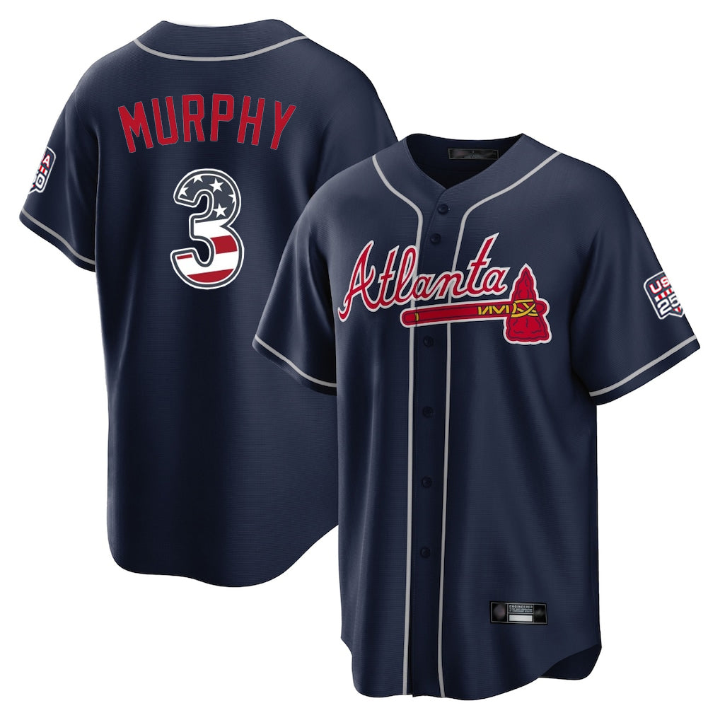 A.Braves #3 Dale Murphy Player Navy USA 250 Fourth Of July Limited Home Game Gdoa250Ys Stitched Jerseys