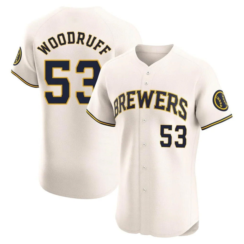 M.Brewers #53 Brandon Woodruff Player Cream Home Limited Elite Gdoa Stitched Jerseys