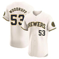 M.Brewers #53 Brandon Woodruff Player Cream Home Limited Elite Gdoa Stitched Jerseys