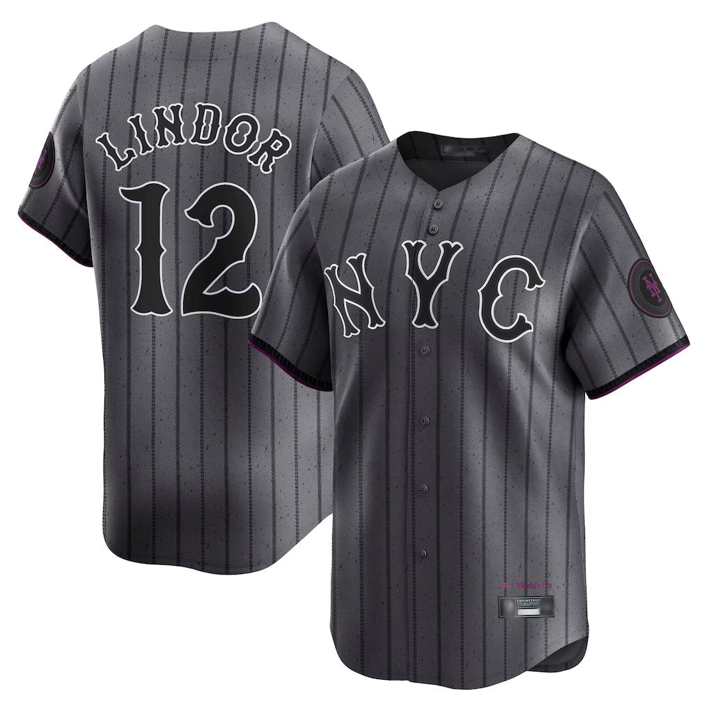 NY.Mets #12 Francisco Lindor Player Gray City Connect Limited Stitched Jerseys
