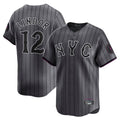NY.Mets #12 Francisco Lindor Player Gray City Connect Limited Gdoa Stitched Jerseys