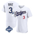 LA.Dodgers #3 Edwin D¨ªaz Player Gold White World Series Meet 2026 Collection Stadium Limited Elite Gdoa Stitched Jerseys