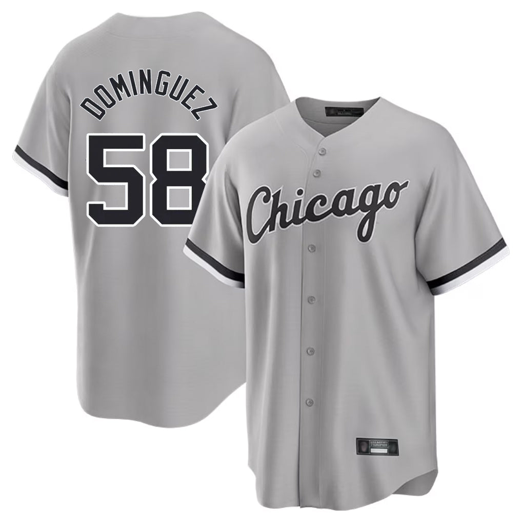 C.White Sox #58 Seranthony Dom¨ªnguez Player Gray Home Game Gdoa Stitched Jerseys