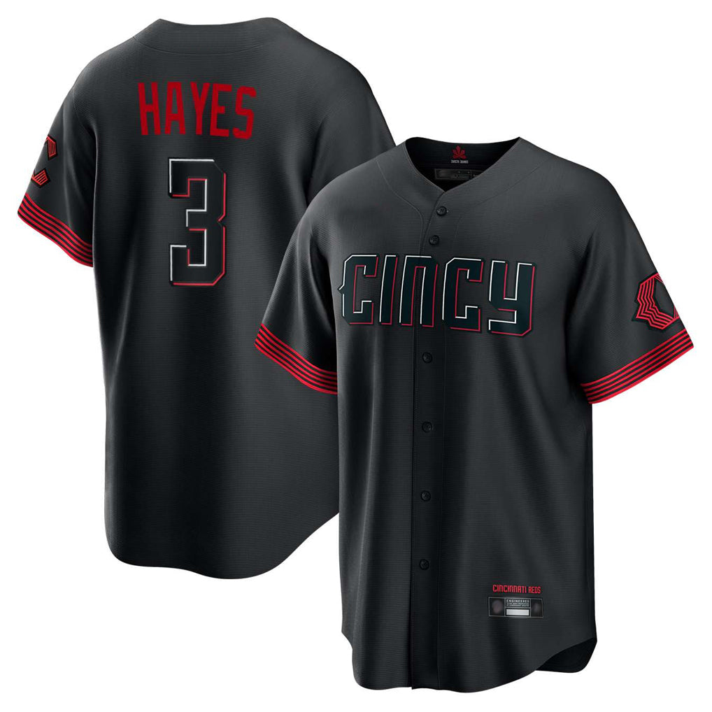 C.Reds #3 Ke'Bryan Hayes Player Black City Connect Home Game Gdoa Stitched Jerseys