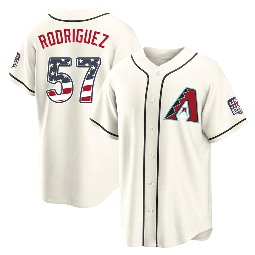 A.Diamondbacks #57 Eduardo Rodriguez Player Cream USA 250 Fourth of July Home Game Gdoa250Ys Stitched Jerseys