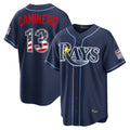 T.Bay Rays #13 Junior Caminero Player Navy USA 250 Fourth of July Limited Home Game Gdoa250Ys Stitched Jerseys