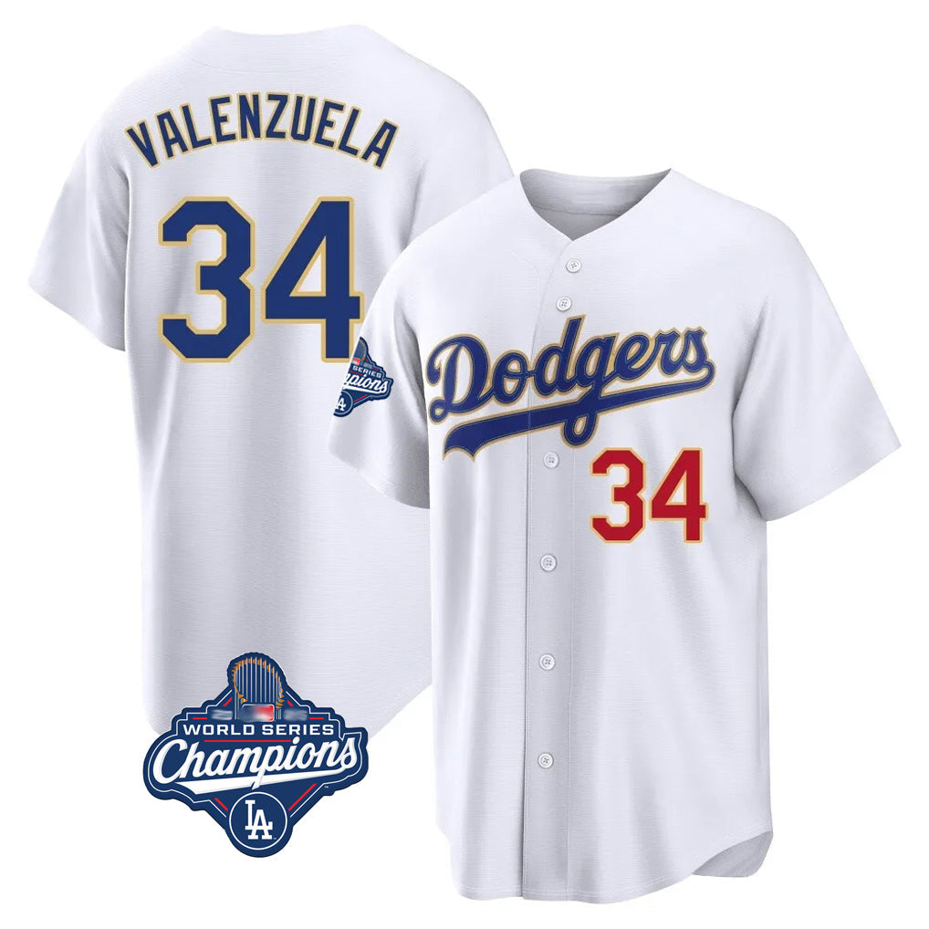 LA.Dodgers #34 Fernando Valenzuela Player Gold White World Series Meet 2026 Collection Stadium Limited Gdoa Stitched Jerseys
